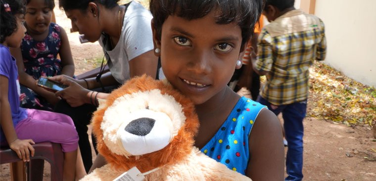 Sri Lankan girl with lion teddy